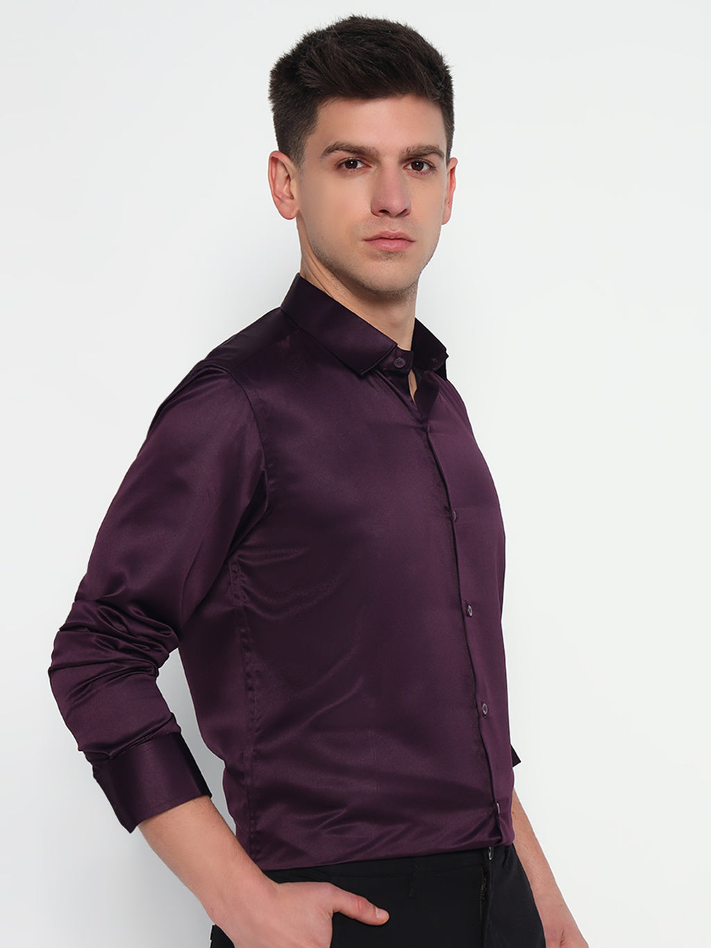 Magenta Violet Satin Shirt - Bold Elegance | After-Dark Perfection