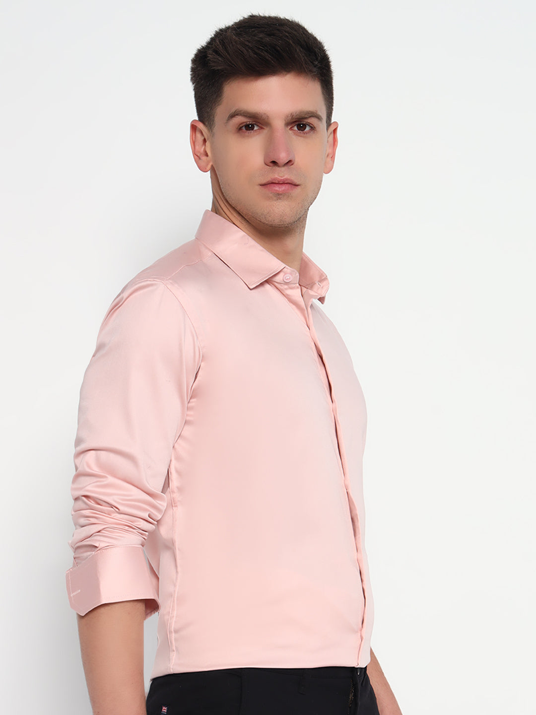 Oyster Pink Satin Shirt – Soft Elegance | Effortless Charm