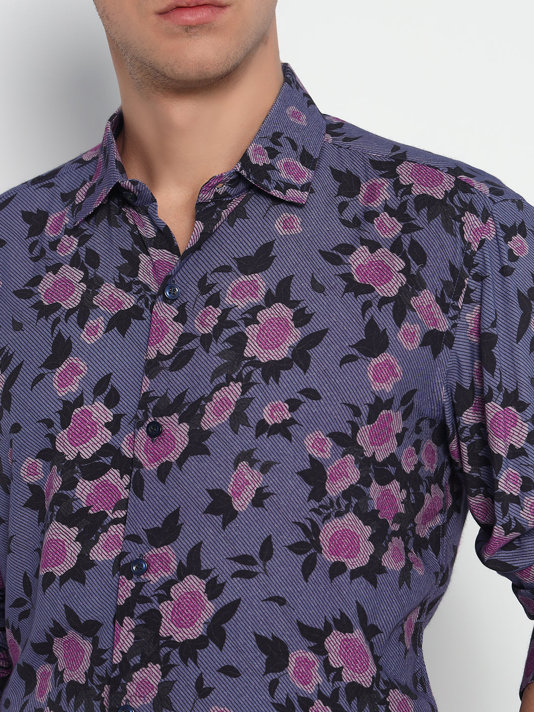 Violet Bloom Floral Shirt – Tailored Fit | 100% Viscose