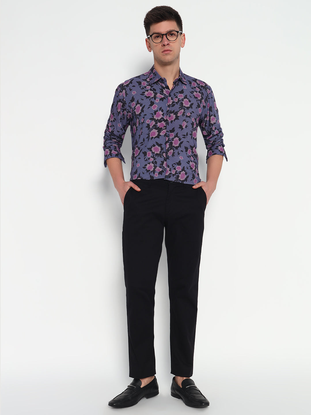 Violet Bloom Floral Shirt – Tailored Fit | 100% Viscose