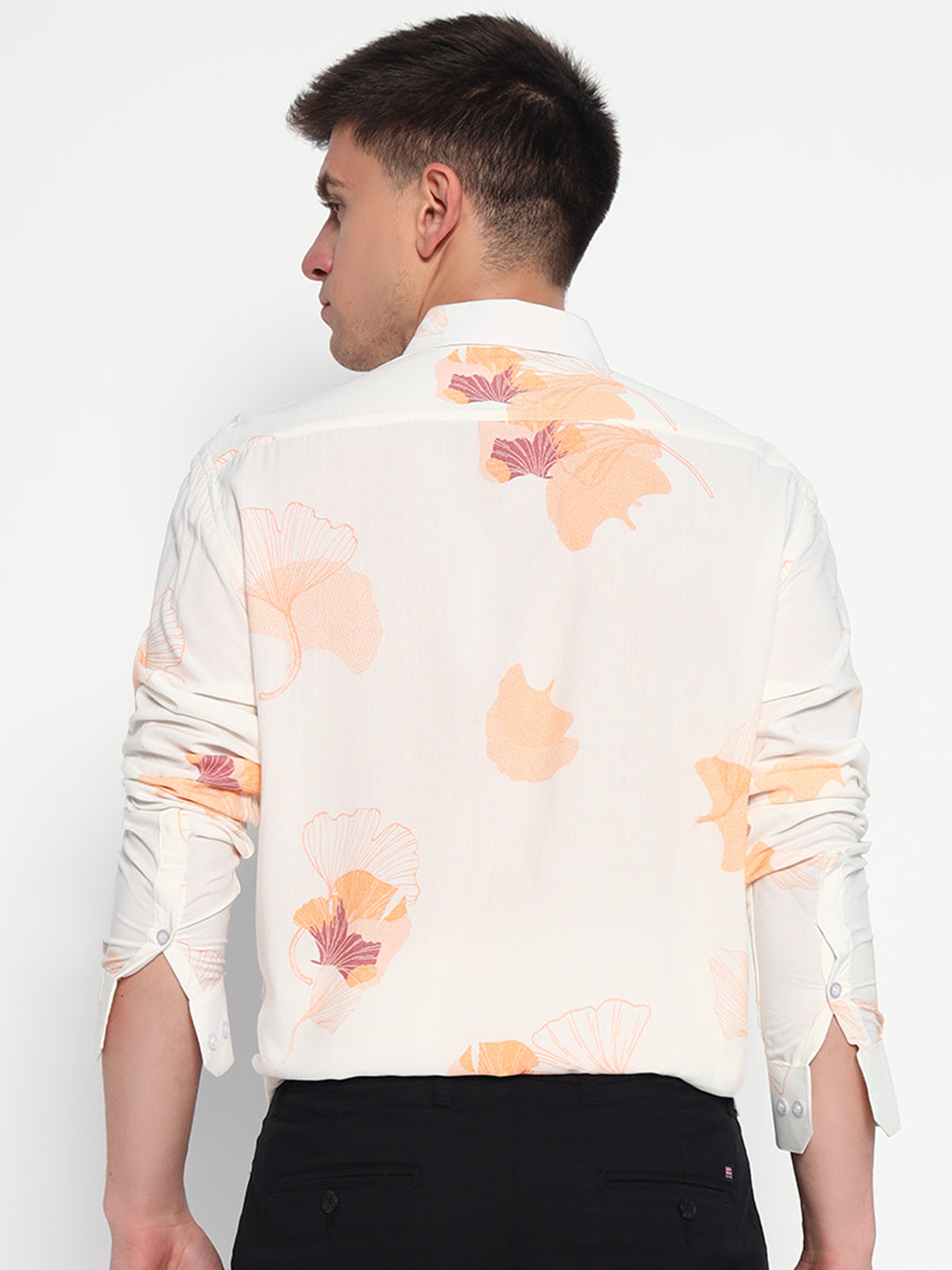 Bourbon Beige Floral Printed Shirt - Tailored Fit | 100% Viscose