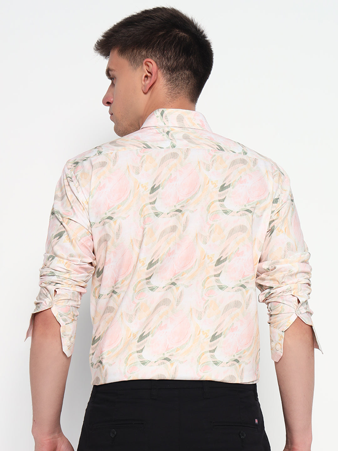 Yellow Pastel Floral Printed Shirt – Tailored Fit | 100% Viscose