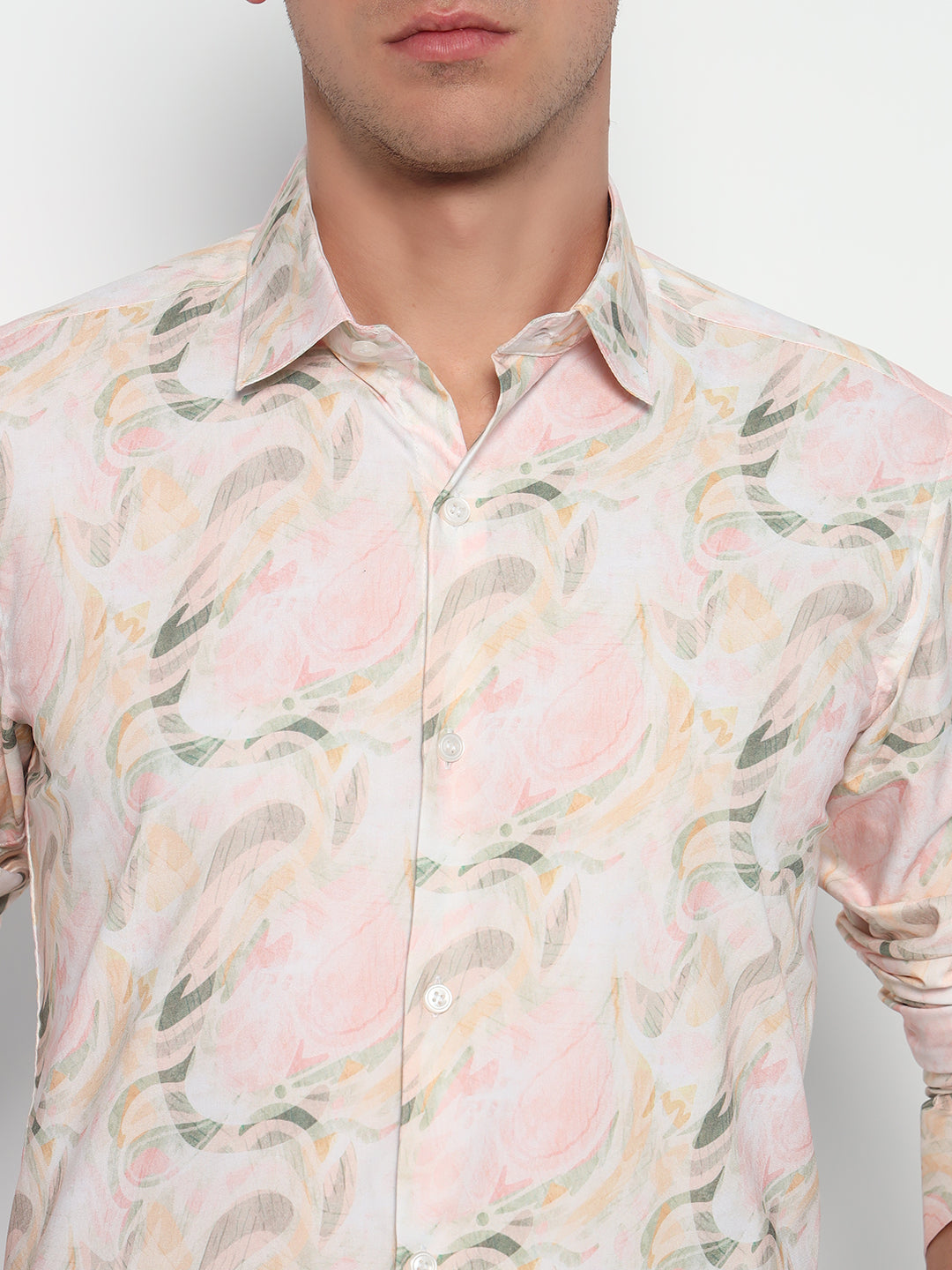 Yellow Pastel Floral Printed Shirt – Tailored Fit | 100% Viscose