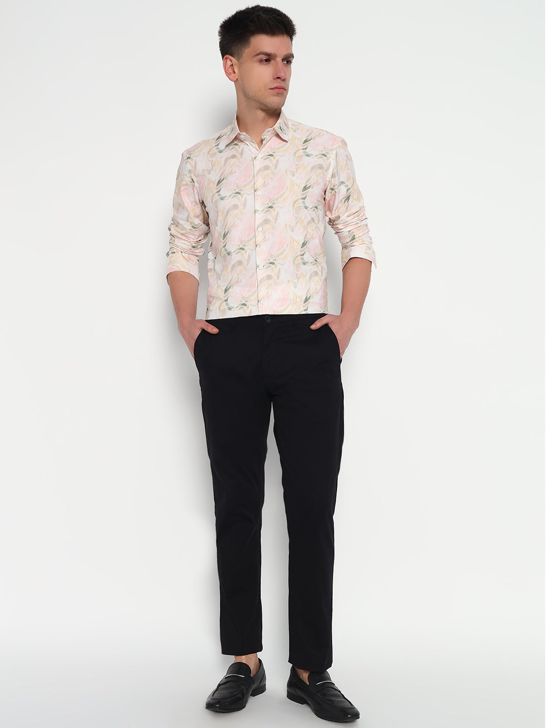 Yellow Pastel Floral Printed Shirt – Tailored Fit | 100% Viscose
