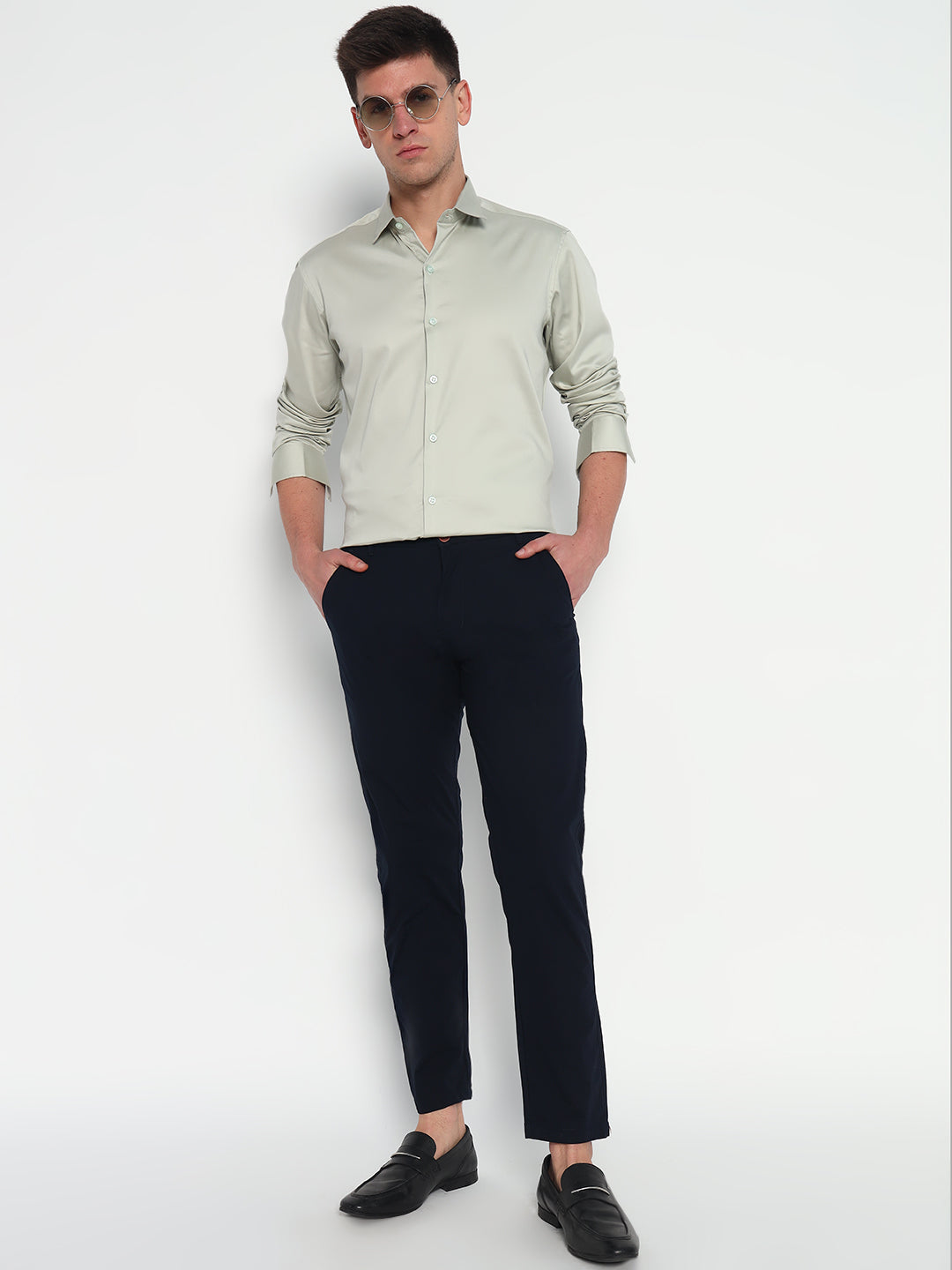 Silver Sand Green Satin Shirt – Subtle Sophistication for Any Occasion