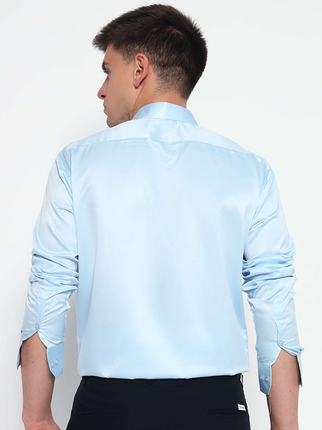 Iceberg Blue Satin Shirt – Tailored Fit | Partywear Essential