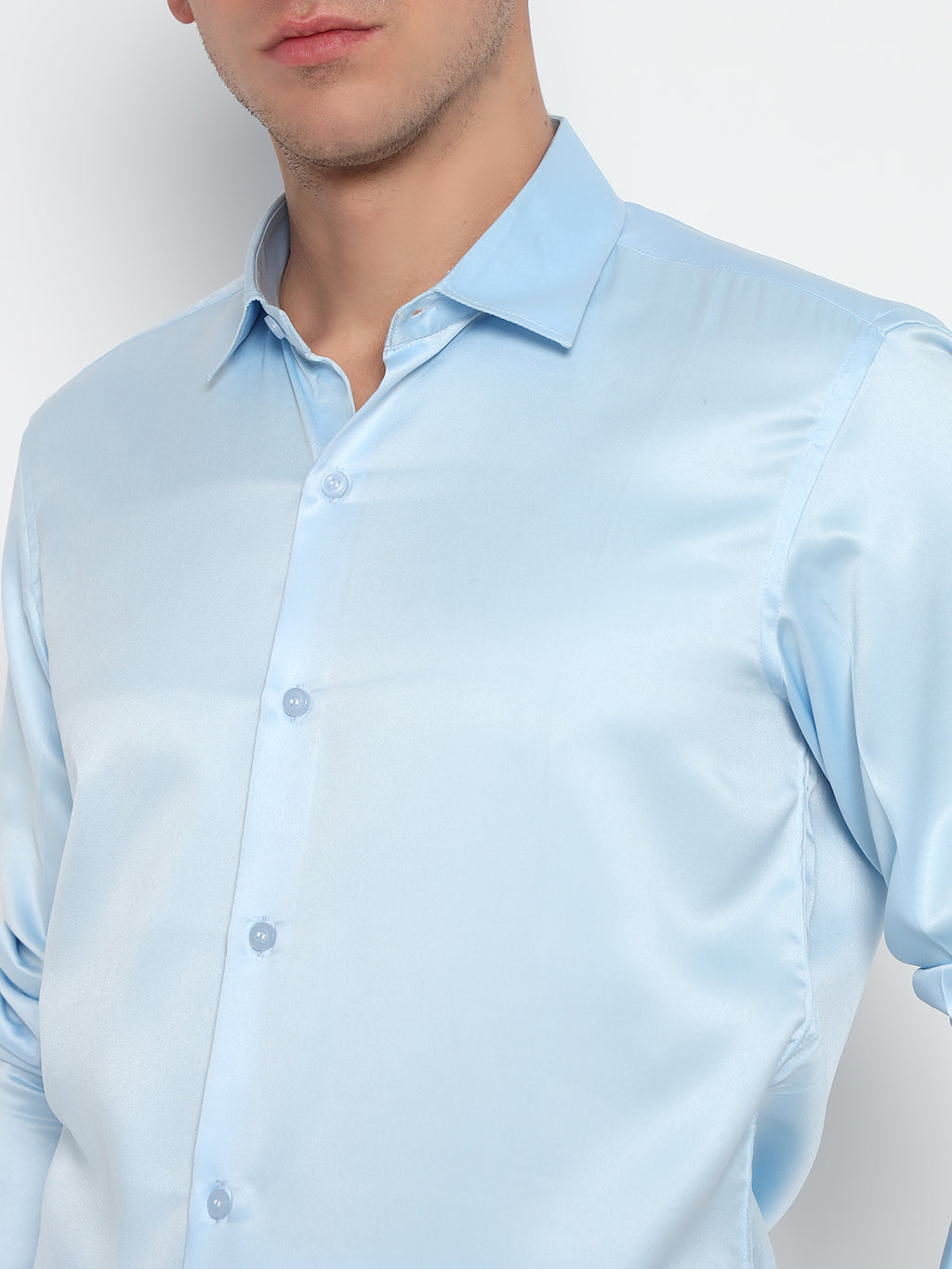 Iceberg Blue Satin Shirt – Tailored Fit | Partywear Essential