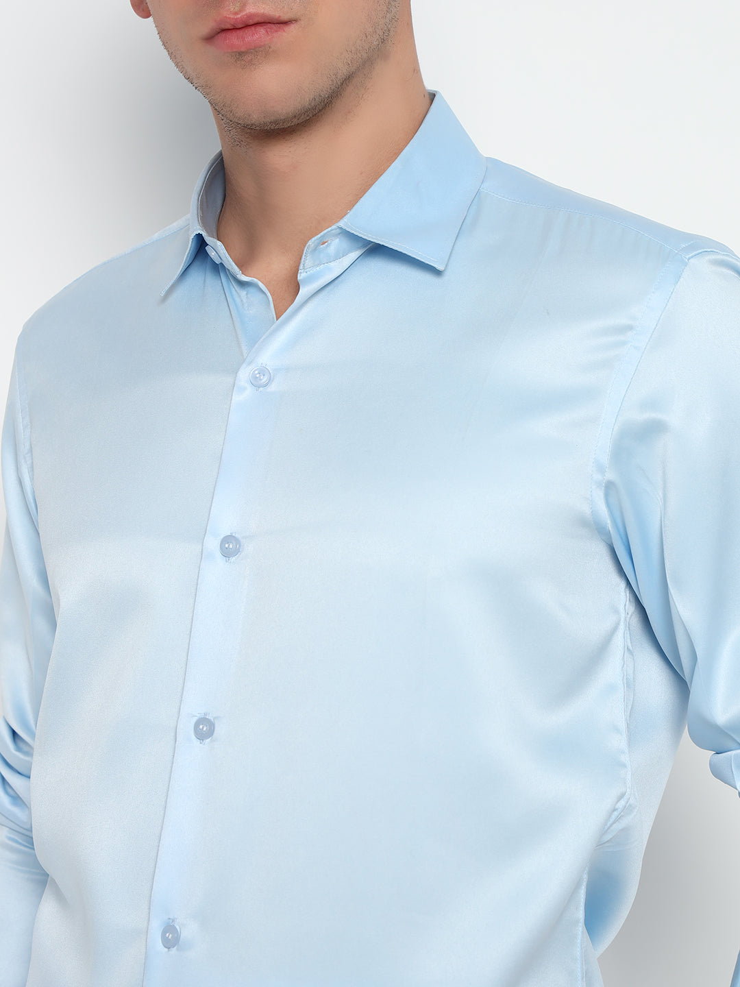 Iceberg Blue Satin Shirt – Tailored Fit | Partywear Essential