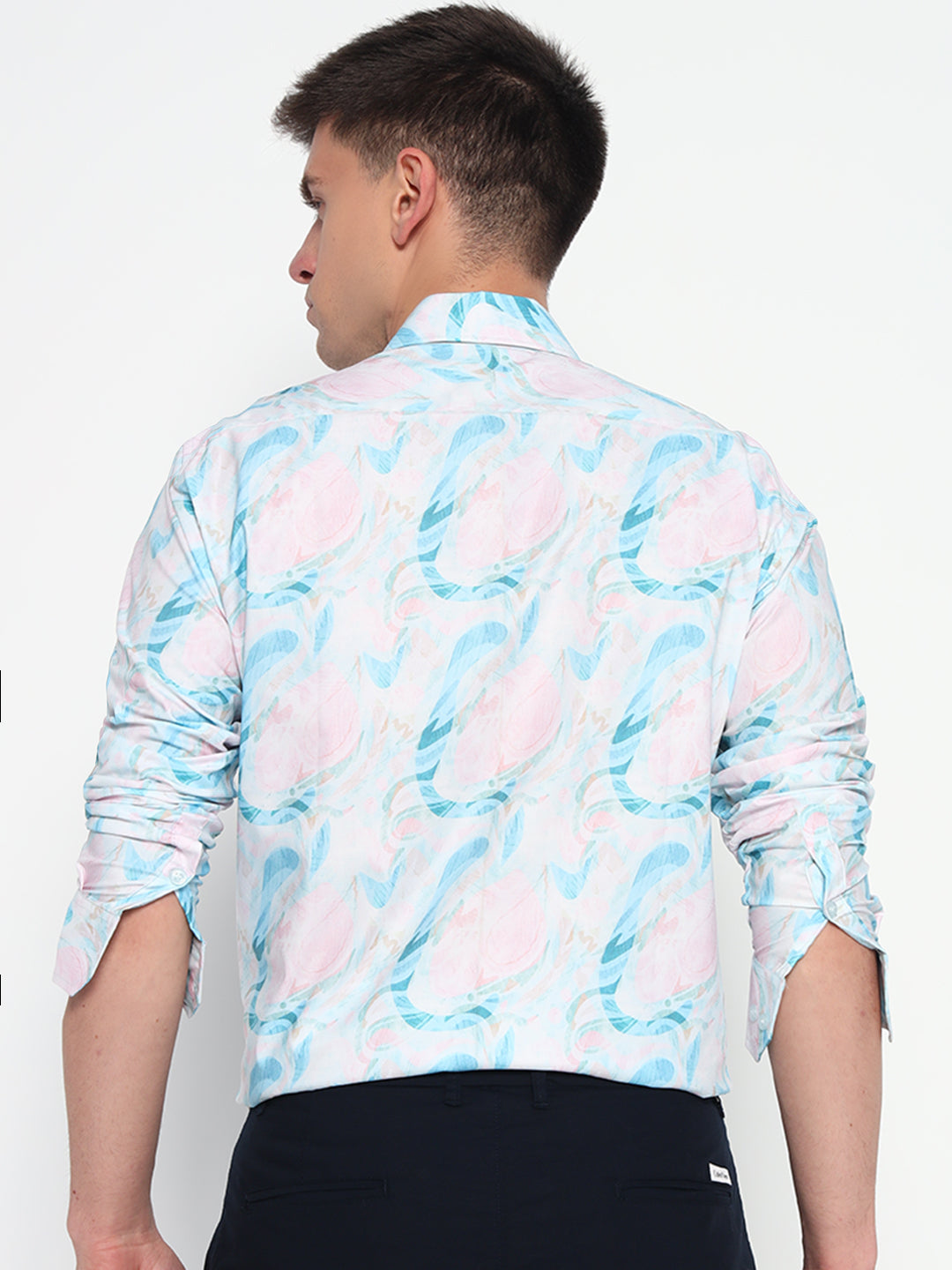 Blue Floral Printed Shirt – Tailored Fit | 100% Viscose