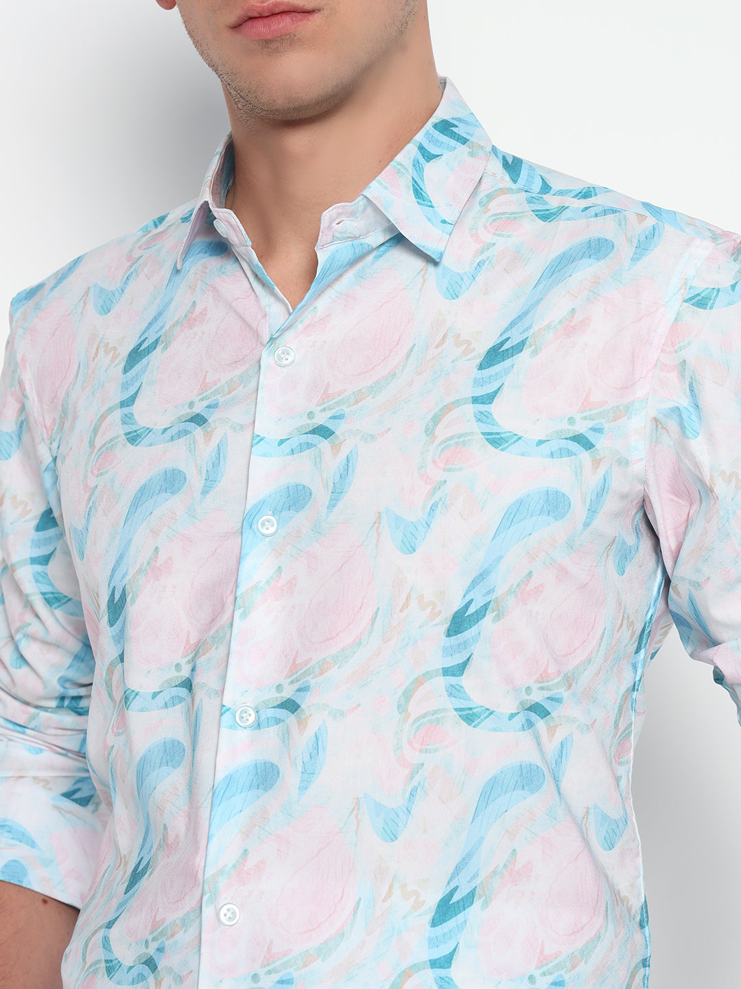 Blue Floral Printed Shirt – Tailored Fit | 100% Viscose