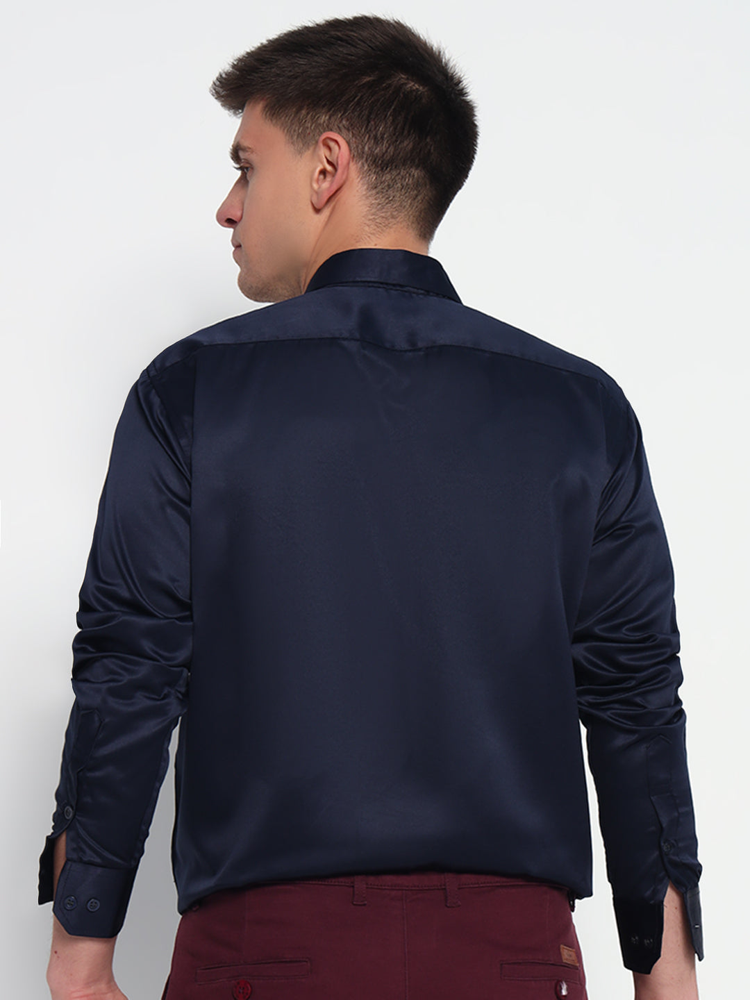 Holland Navy Satin Shirt – Timeless Elegance in Deep Blue