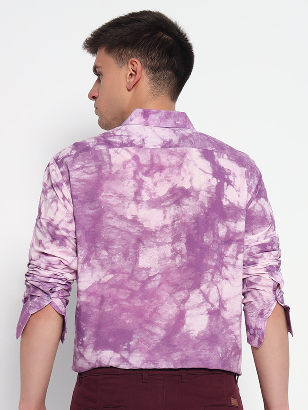 Purple Marble Printed Shirt - Tailored Fit | 100% Viscose
