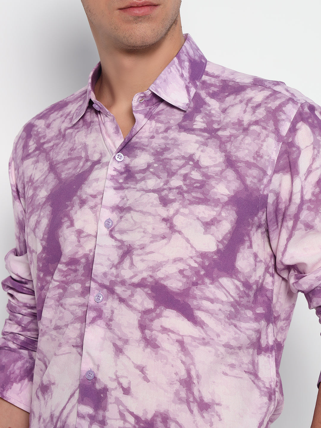 Purple Marble Printed Shirt - Tailored Fit | 100% Viscose