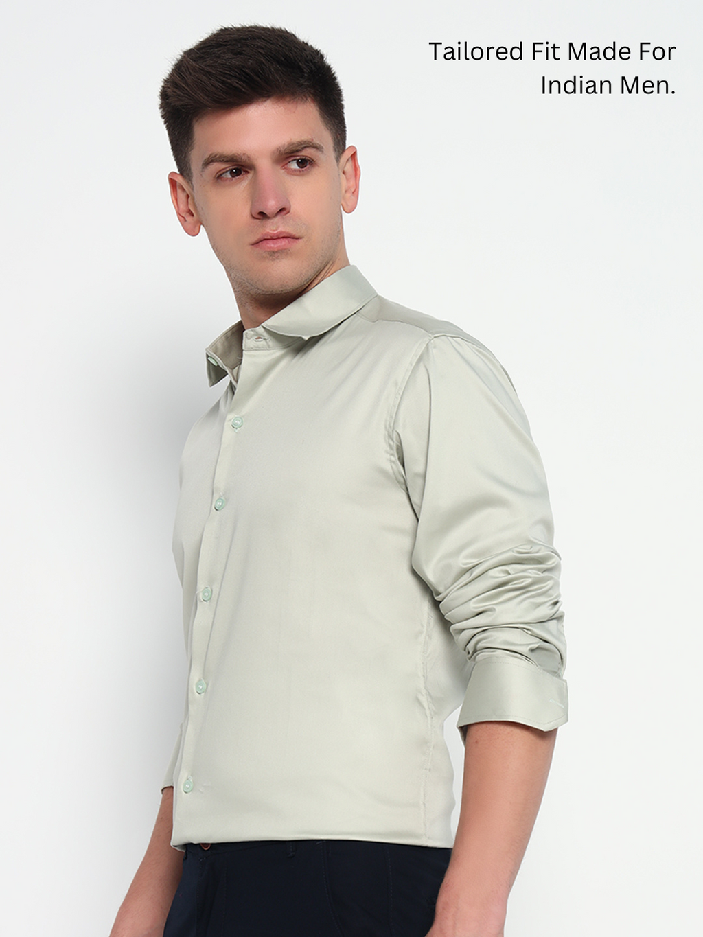 Silver Sand Green Satin Shirt – Subtle Sophistication for Any Occasion
