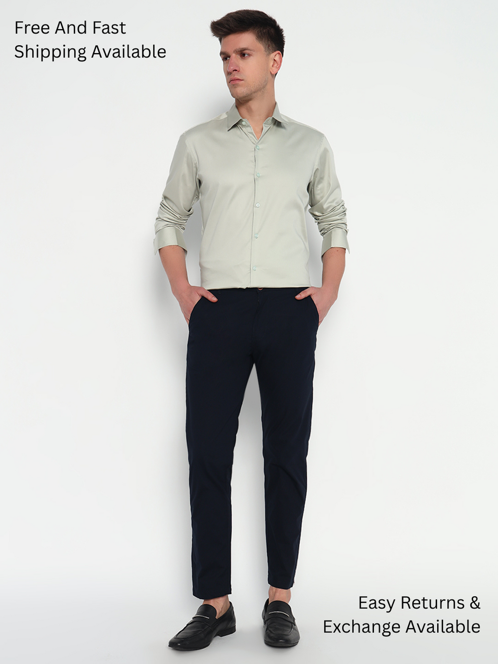 Silver Sand Green Satin Shirt – Subtle Sophistication for Any Occasion
