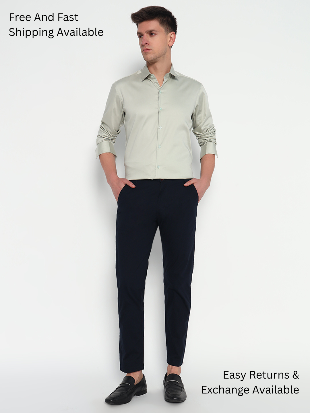 Silver Sand Green Satin Shirt – Subtle Sophistication for Any Occasion