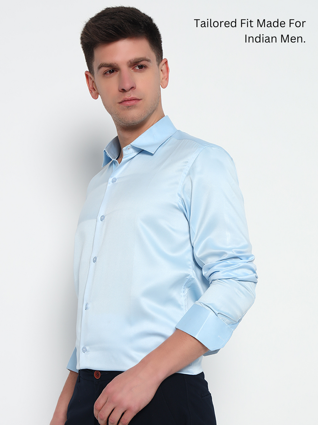 Iceberg Blue Satin Shirt – Tailored Fit | Partywear Essential