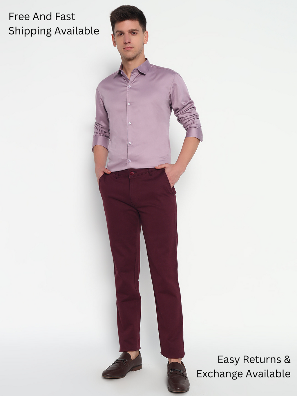 Pastel Purple Partywear Shirts