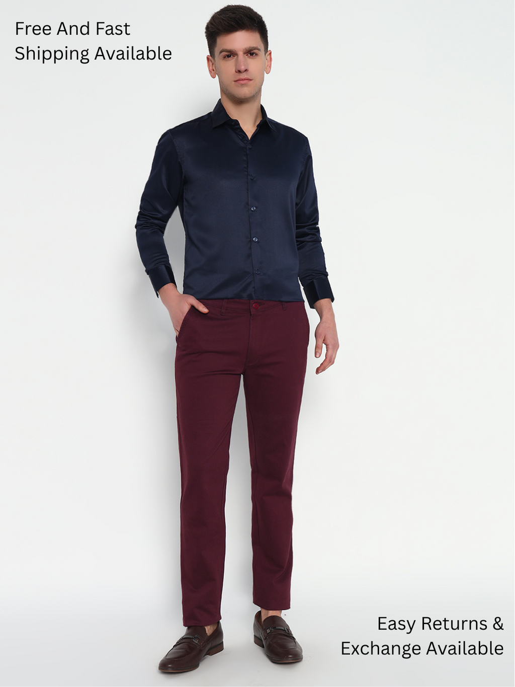 Holland Navy Satin Shirt – Timeless Elegance in Deep Blue