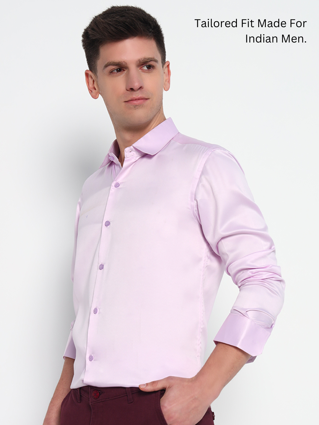 Baby Pink Satin Shirt - Tailored Fit | Gloss-Finish Partywear