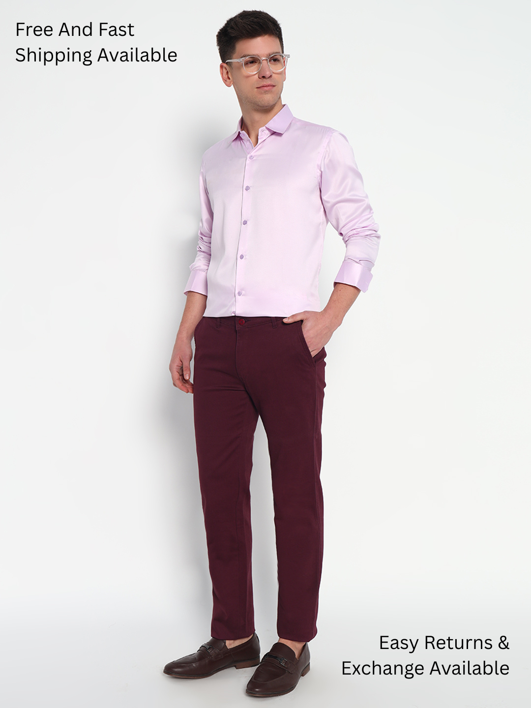 Baby Pink Satin Shirt - Tailored Fit | Gloss-Finish Partywear