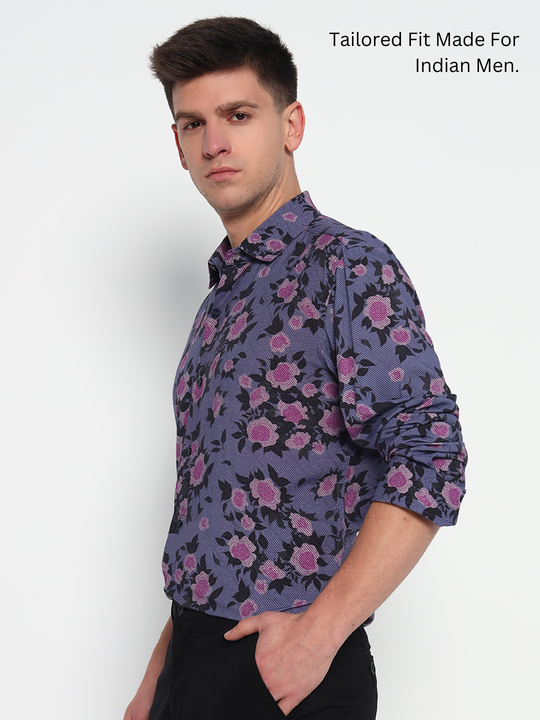 Violet Bloom Floral Shirt – Tailored Fit | 100% Viscose