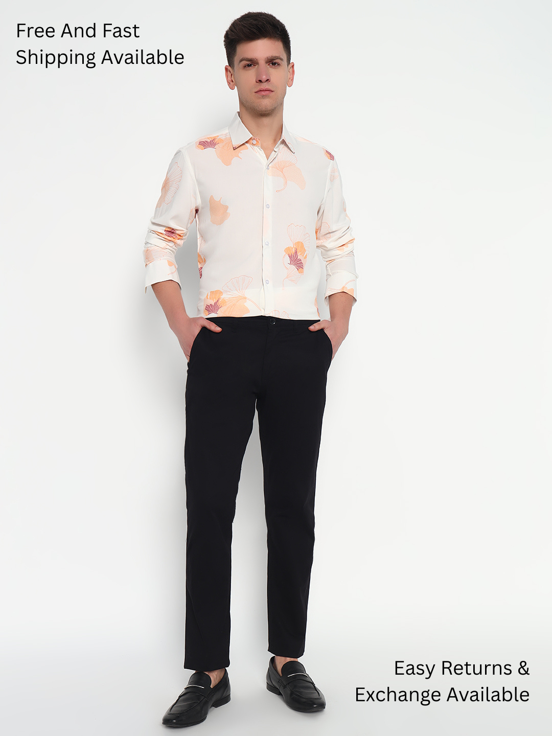Bourbon Beige Floral Printed Shirt - Tailored Fit | 100% Viscose