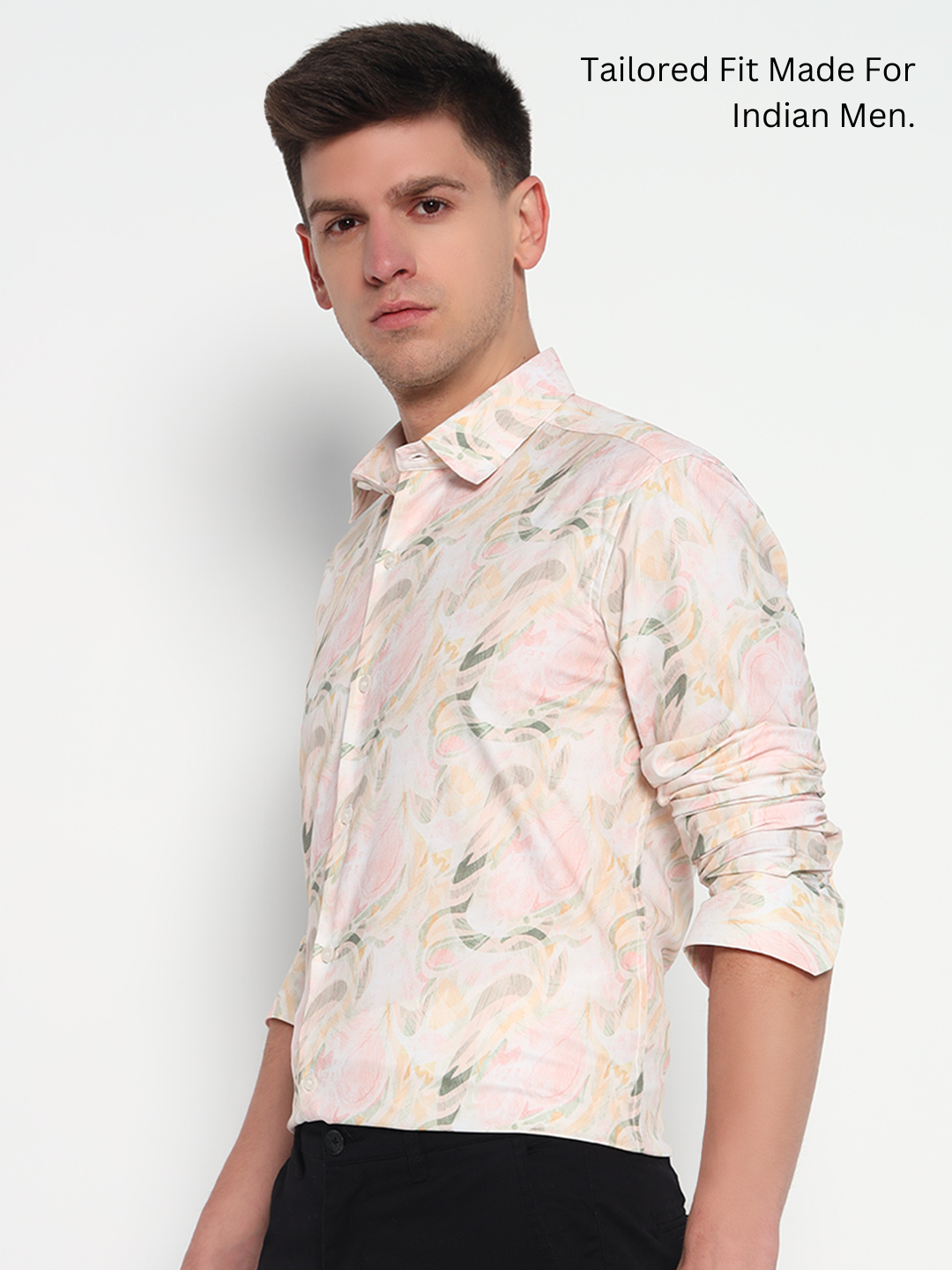 Yellow Pastel Floral Printed Shirt – Tailored Fit | 100% Viscose