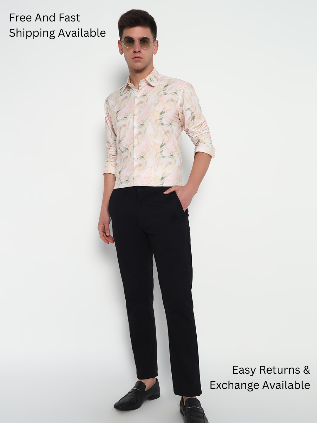 Yellow Pastel Floral Printed Shirt – Tailored Fit | 100% Viscose