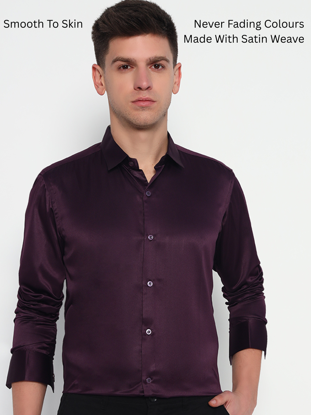Magenta Violet Satin Shirt - Bold Elegance | After-Dark Perfection